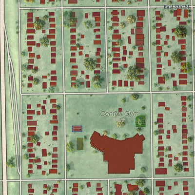 Close-up of the map of Central, Minnesota print showing street and building detail