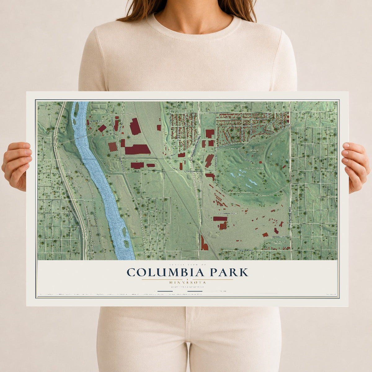 Map of Columbia Park, Minnesota, 12 x 18 inch unframed archival matte print