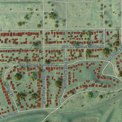 Second close-up of the map of Columbia Park, Minnesota print showing more streets and buildings