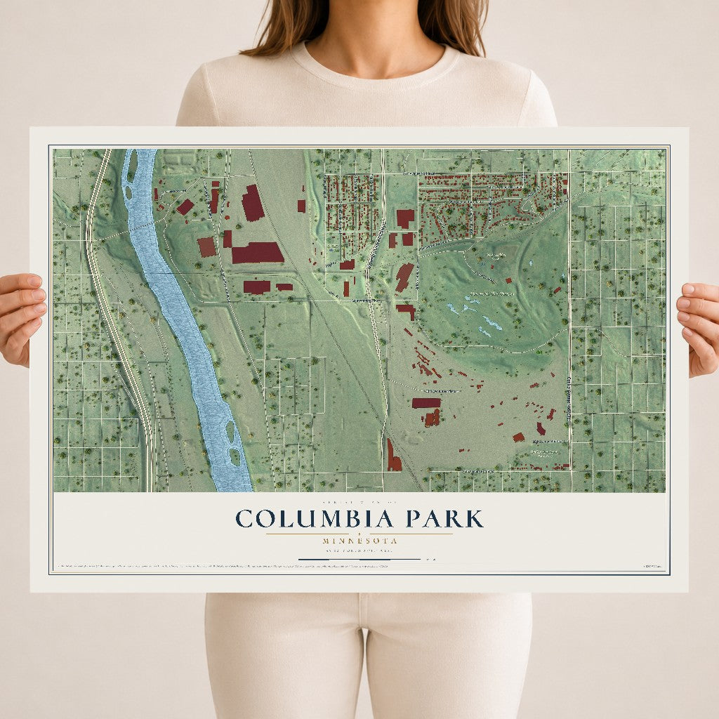 Map of Columbia Park, Minnesota, 18 x 24 inch unframed archival matte print