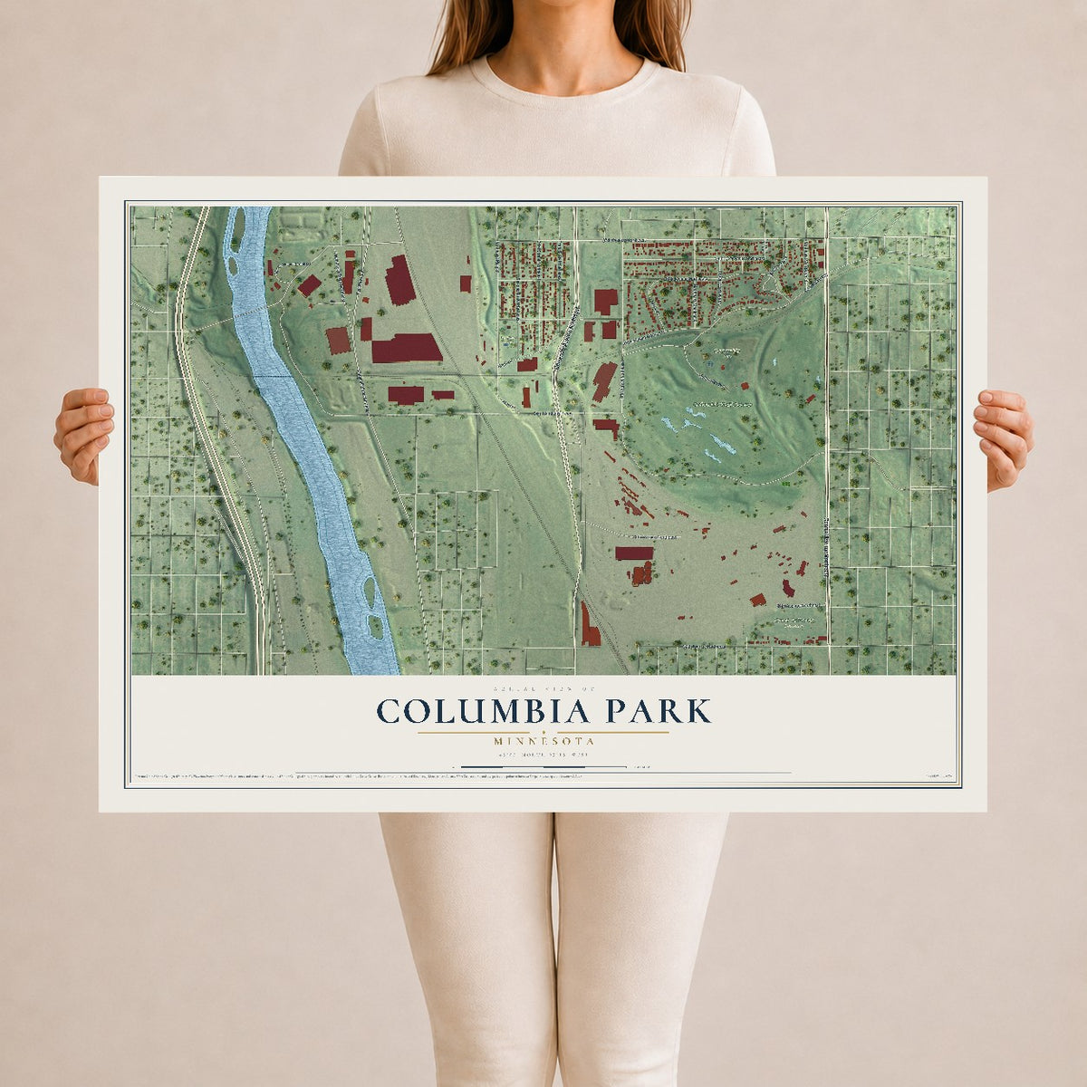 Map of Columbia Park, Minnesota, 24 x 36 inch unframed archival matte print
