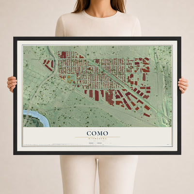 Map of Como, Minnesota, 24 x 36 inch print in a black wood frame