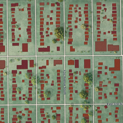 Close-up of the map of Cooper, Minnesota print showing street and building detail