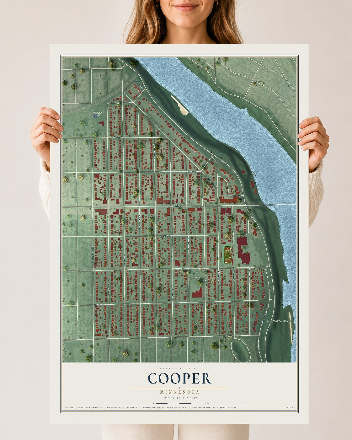 Map of Cooper, Minnesota, 24 x 36 inch unframed archival matte print