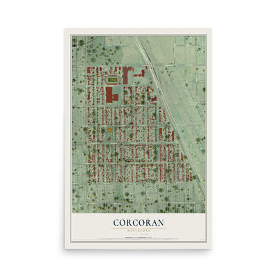 Map of Corcoran, Minneapolis, Minnesota, 12 x 18 inch unframed archival matte print