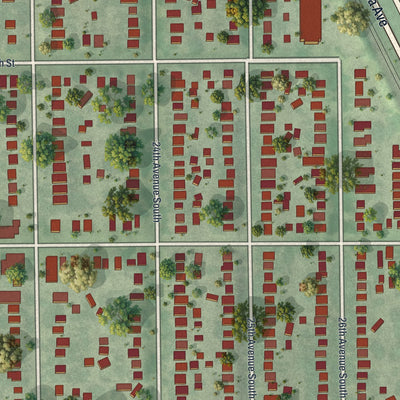 Close-up of the map of Corcoran, Minneapolis, Minnesota print showing street and building detail