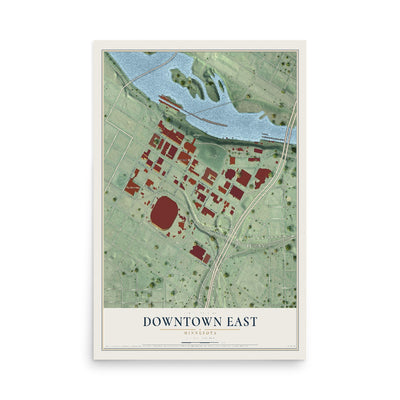 Map of Downtown East, Minnesota, 12 x 18 inch unframed archival matte print