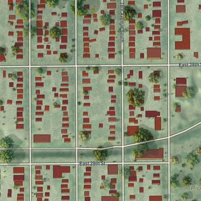 Close-up of the map of East Phillips, Minnesota print showing street and building detail