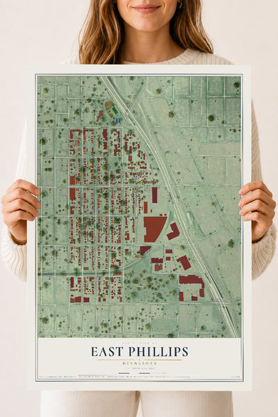 Map of East Phillips, Minnesota, 18 x 24 inch unframed archival matte print