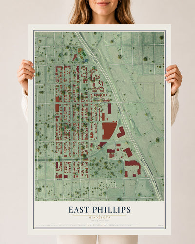Map of East Phillips, Minnesota, 24 x 36 inch unframed archival matte print
