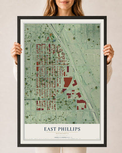 Map of East Phillips, Minnesota, 24 x 36 inch print in a black wood frame