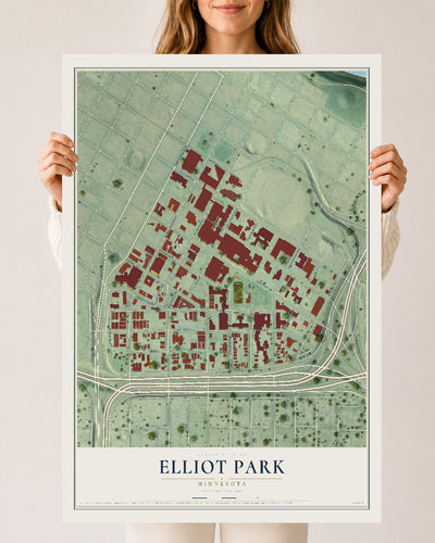 Map of Elliot Park, Minnesota, 24 x 36 inch unframed archival matte print