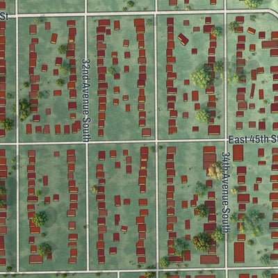 Close-up of the map of Ericsson, Minnesota print showing street and building detail