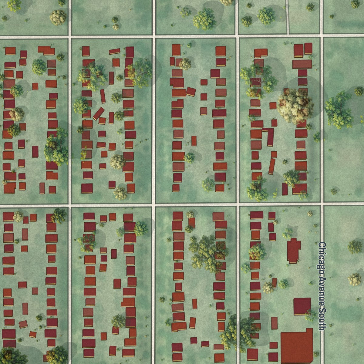 Close-up of the map of Field, Minnesota print showing street and building detail