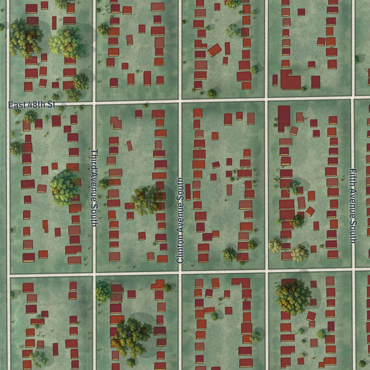 Second close-up of the map of Field, Minnesota print showing more streets and buildings