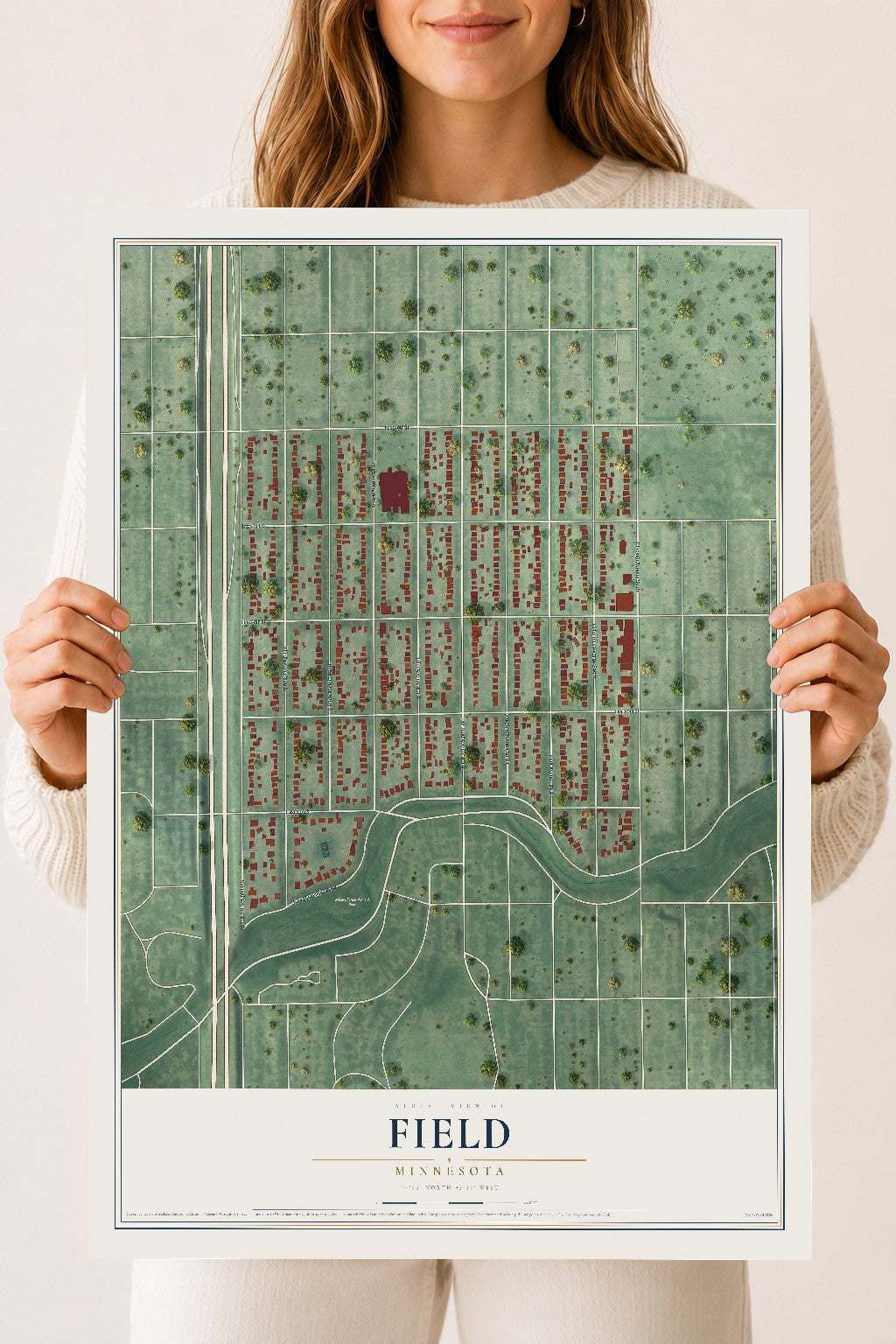 Map of Field, Minnesota, 18 x 24 inch unframed archival matte print