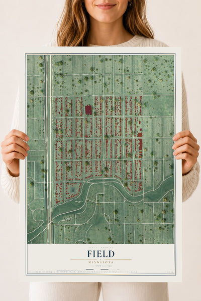 Map of Field, Minnesota, 18 x 24 inch unframed archival matte print