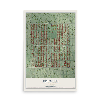 Map of Folwell, Minnesota, 12 x 18 inch unframed archival matte print