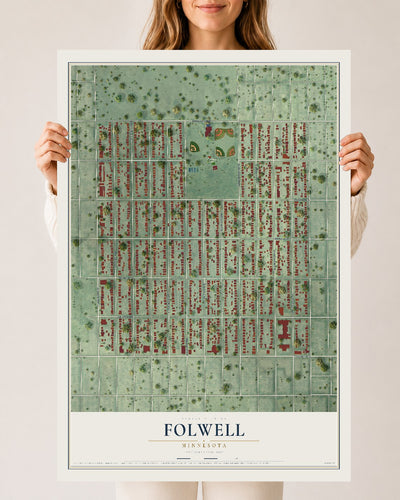 Map of Folwell, Minnesota, 24 x 36 inch unframed archival matte print