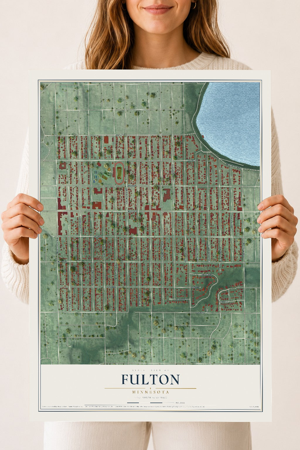Map of Fulton, Minnesota, 18 x 24 inch unframed archival matte print