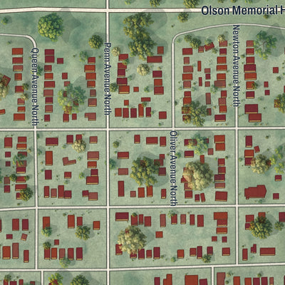 Second close-up of the map of Harrison, Minnesota print showing more streets and buildings