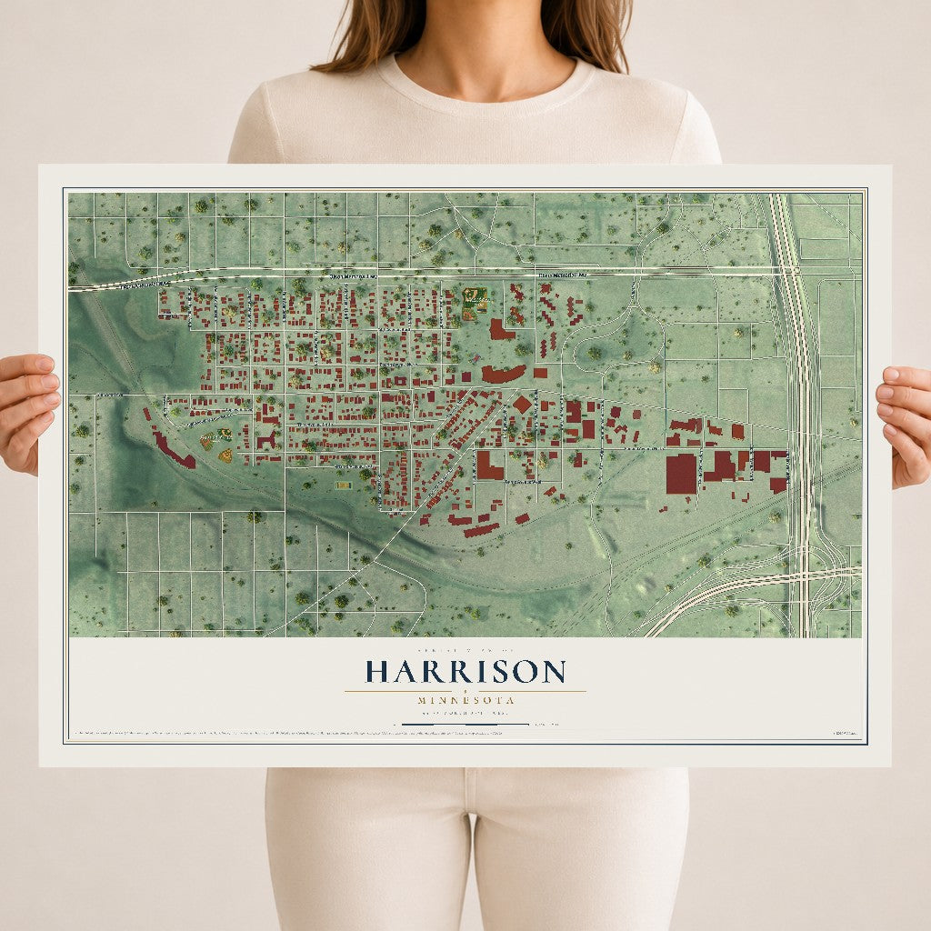 Map of Harrison, Minnesota, 18 x 24 inch unframed archival matte print
