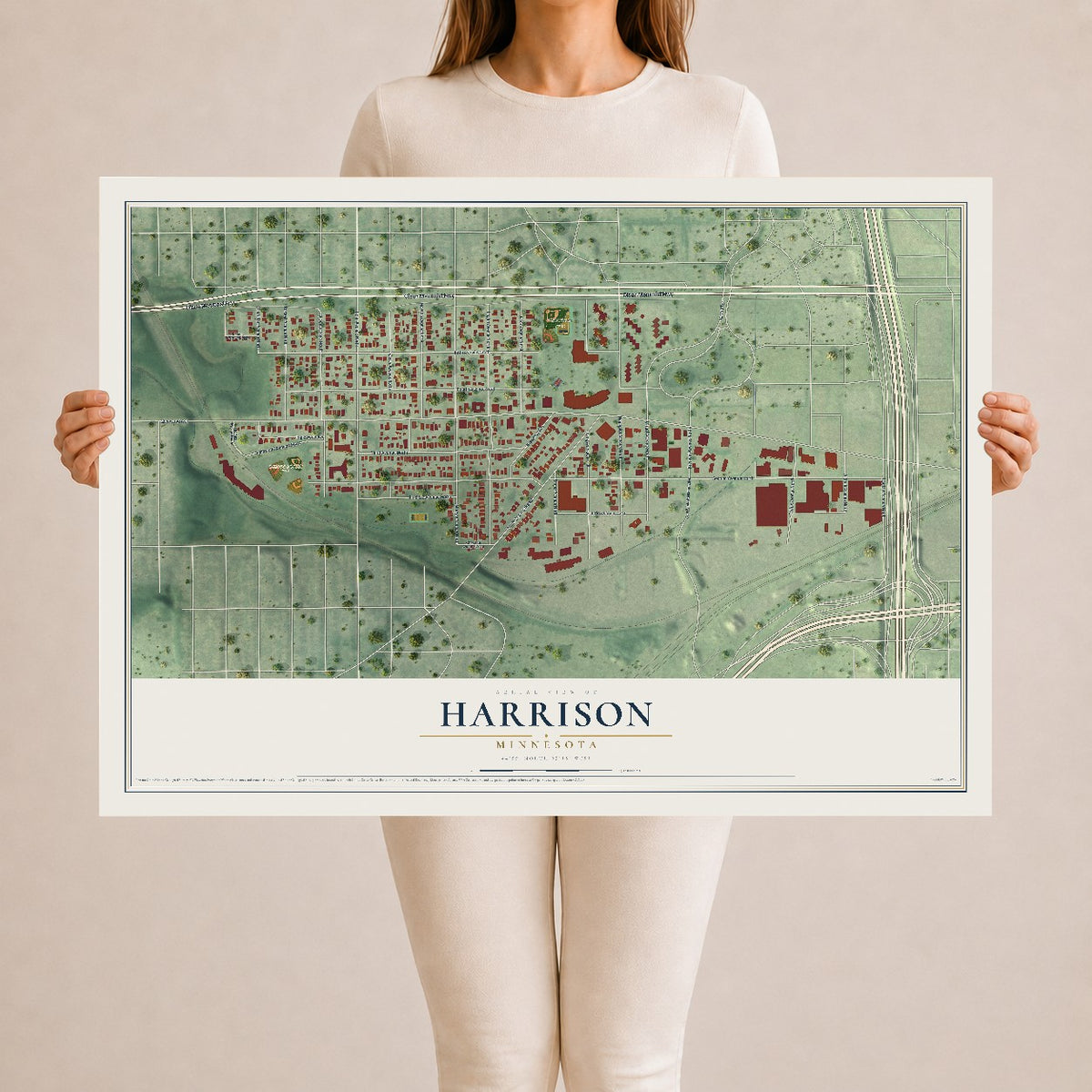 Map of Harrison, Minnesota, 24 x 36 inch unframed archival matte print