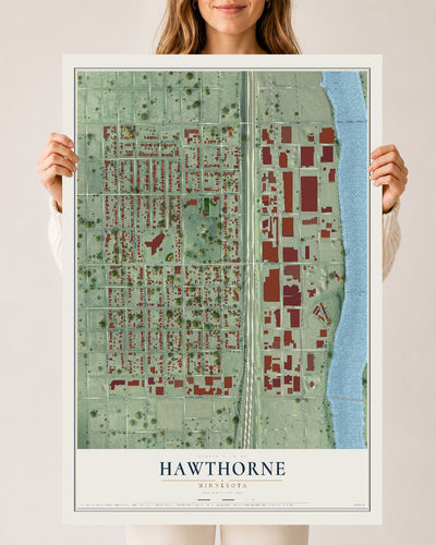 Map of Hawthorne, Minnesota, 24 x 36 inch unframed archival matte print