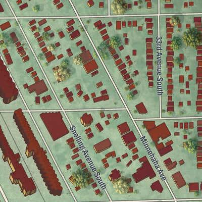 Close-up of the map of Howe, Minnesota print showing street and building detail