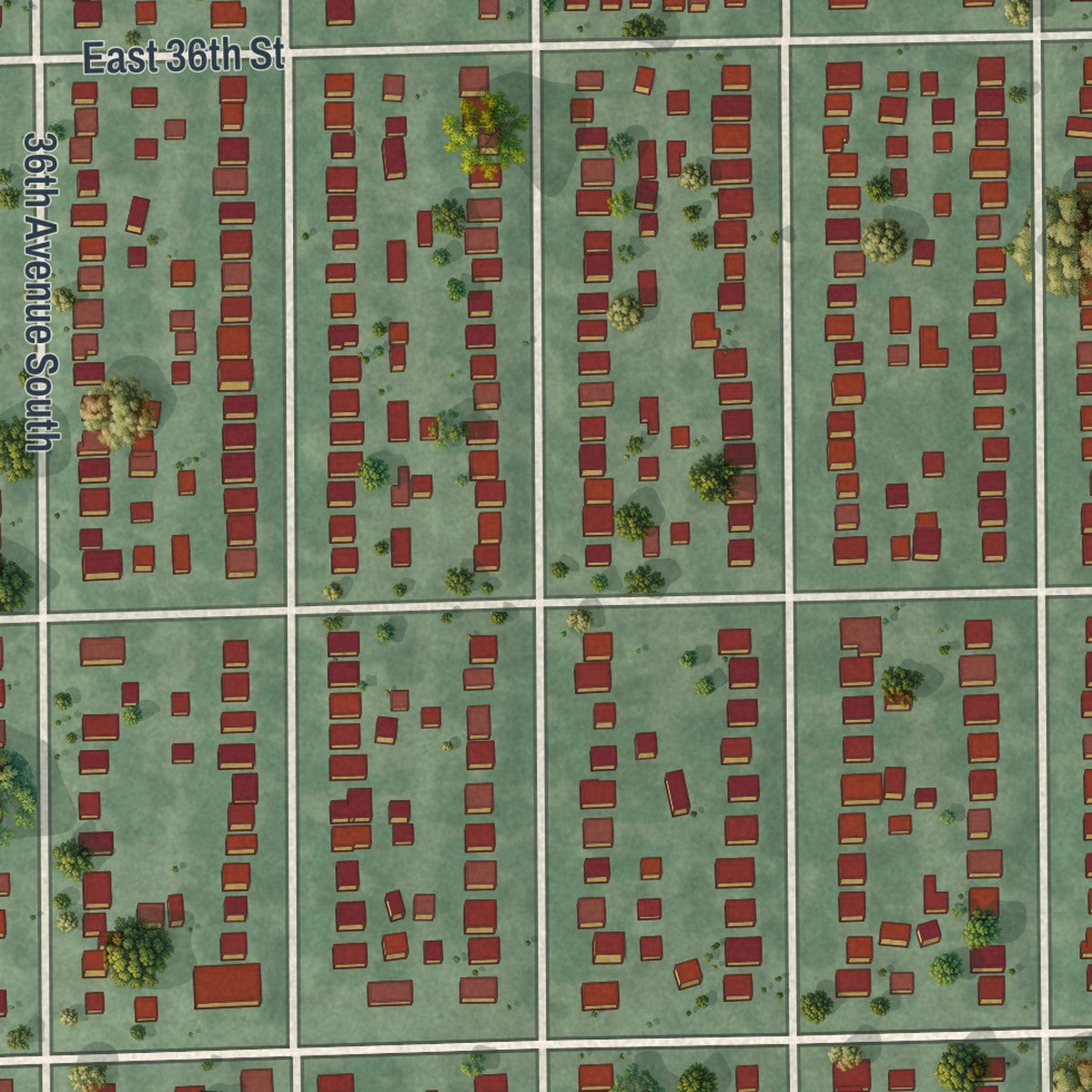 Second close-up of the map of Howe, Minnesota print showing more streets and buildings