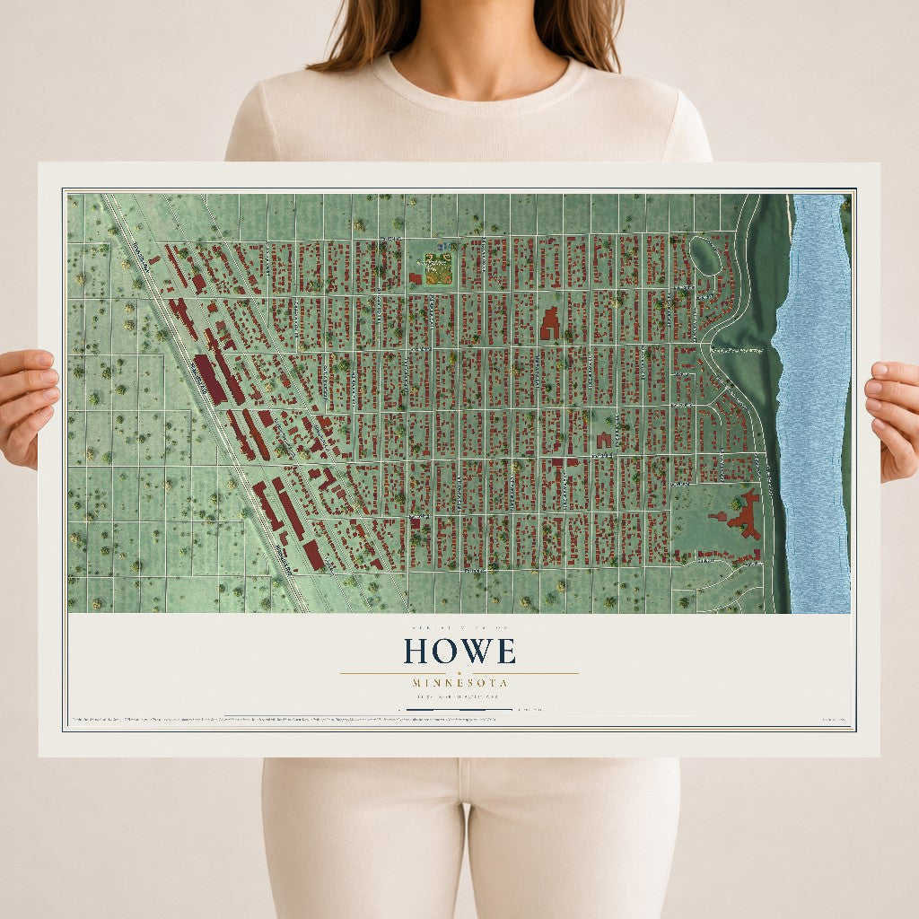 Map of Howe, Minnesota, 18 x 24 inch unframed archival matte print