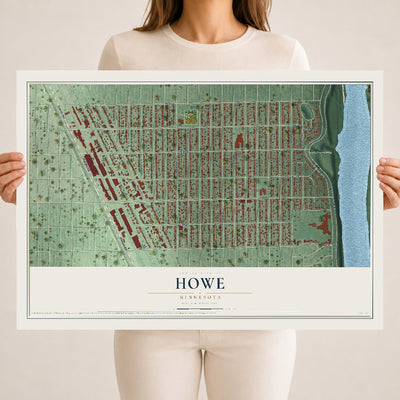 Map of Howe, Minnesota, 18 x 24 inch unframed archival matte print