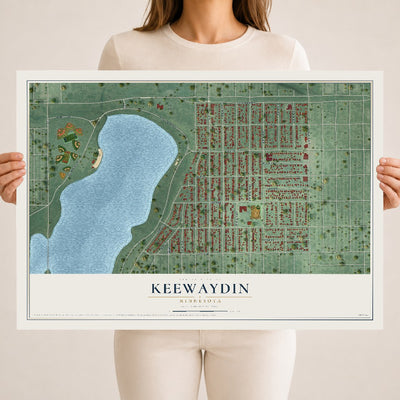 Map of Keewaydin, Minnesota, 18 x 24 inch unframed archival matte print