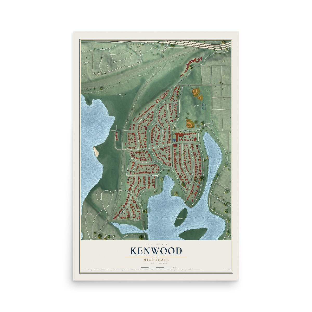 Map of Kenwood, Minnesota, 12 x 18 inch unframed archival matte print