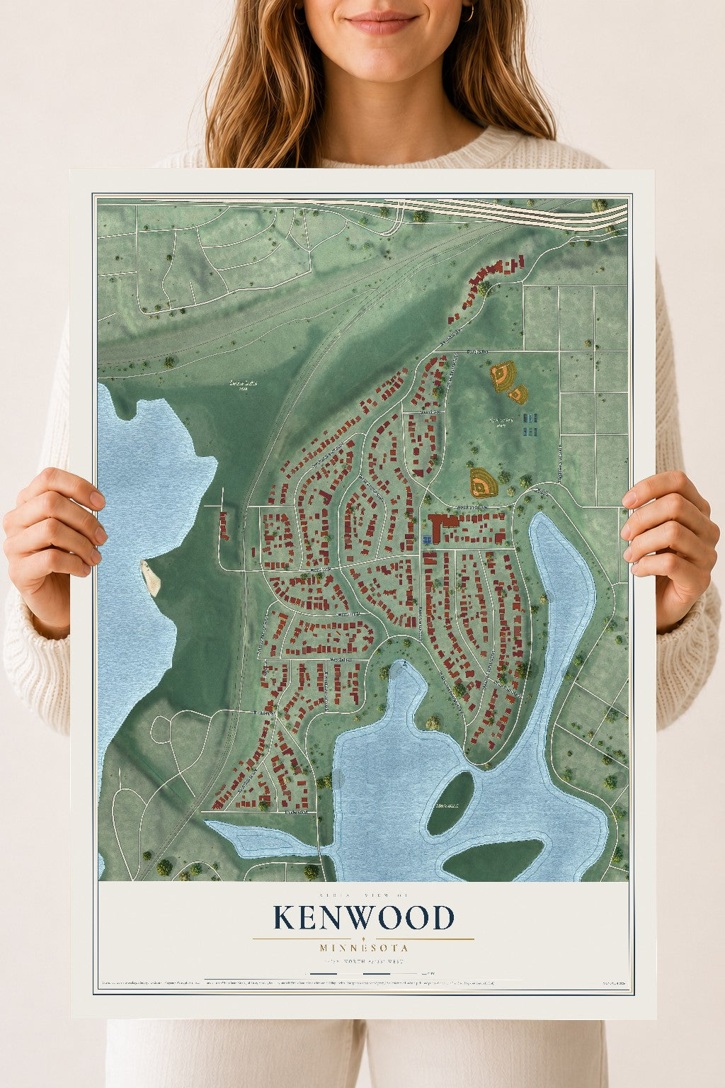 Map of Kenwood, Minnesota, 18 x 24 inch unframed archival matte print