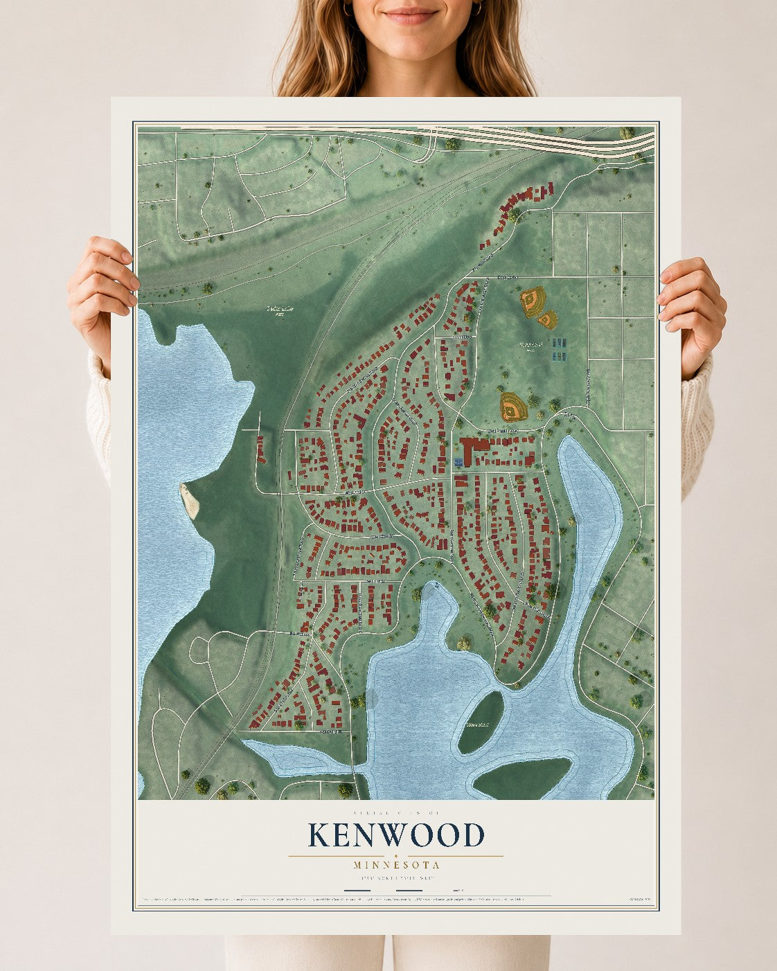 Map of Kenwood, Minnesota, 24 x 36 inch unframed archival matte print