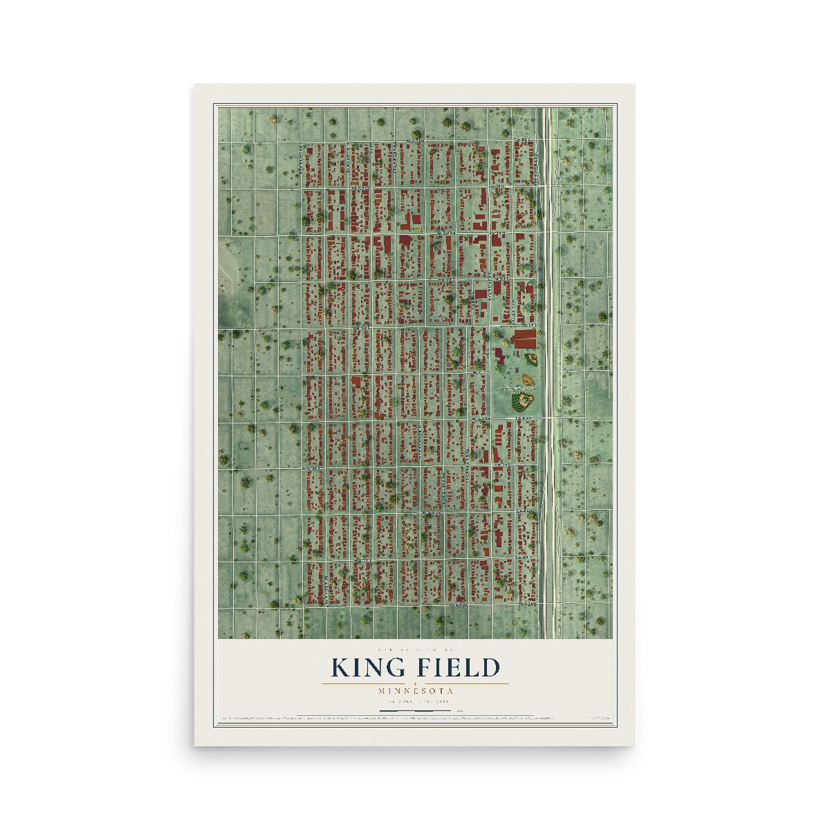 Map of King Field, Minnesota, 12 x 18 inch unframed archival matte print