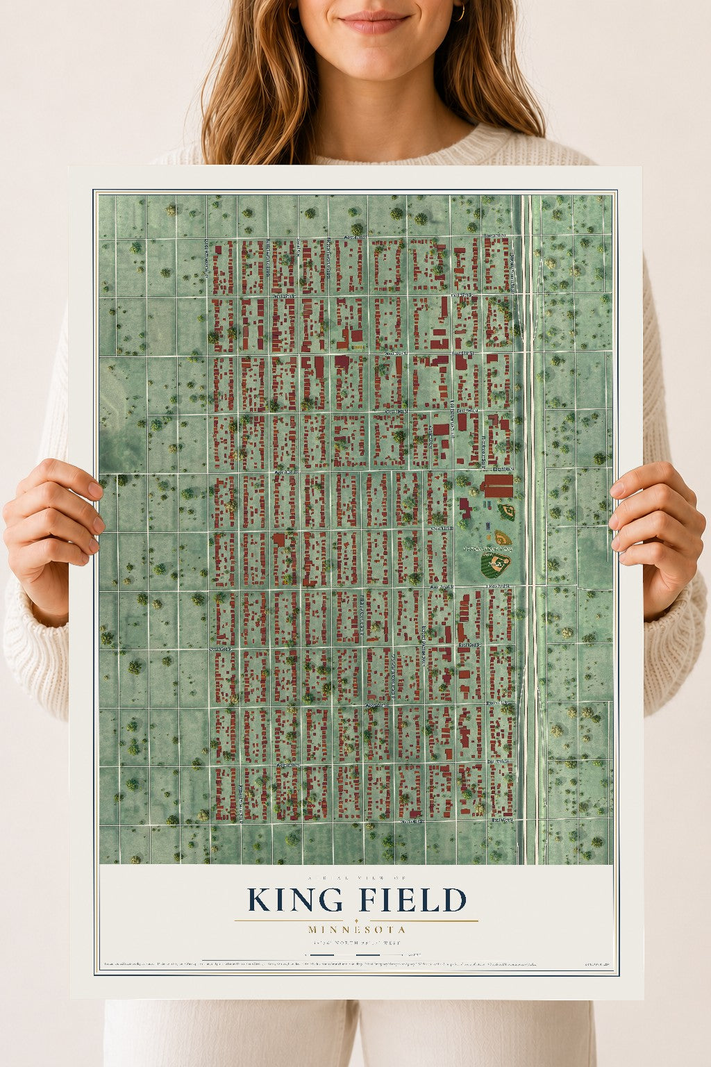 Map of King Field, Minnesota, 18 x 24 inch unframed archival matte print