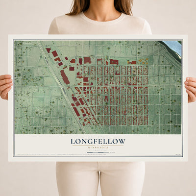 Map of Longfellow, Minnesota, 18 x 24 inch unframed archival matte print