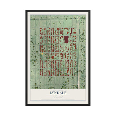 Map of Lyndale, Minnesota, 12 x 18 inch print in a black wood frame