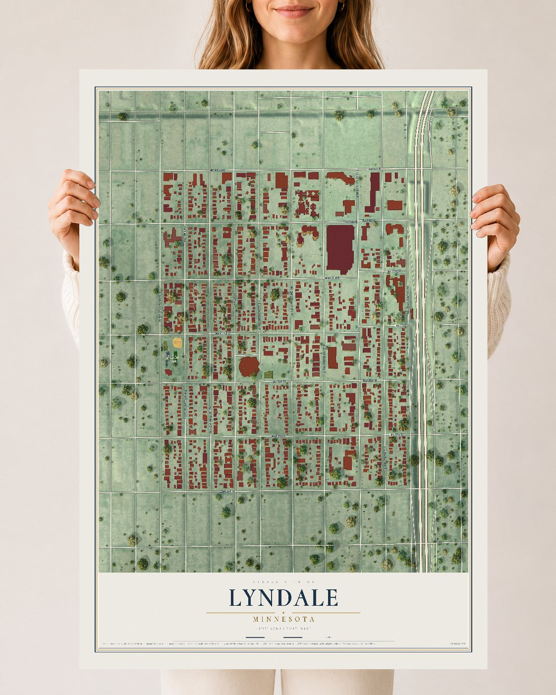 Map of Lyndale, Minnesota, 24 x 36 inch unframed archival matte print