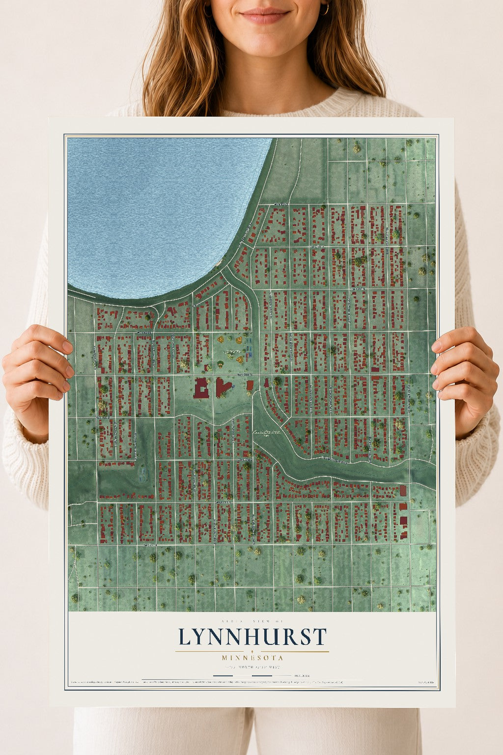 Map of Lynnhurst, Minnesota, 18 x 24 inch unframed archival matte print