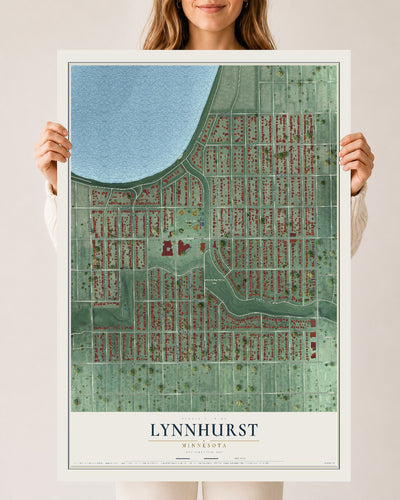 Map of Lynnhurst, Minnesota, 24 x 36 inch unframed archival matte print