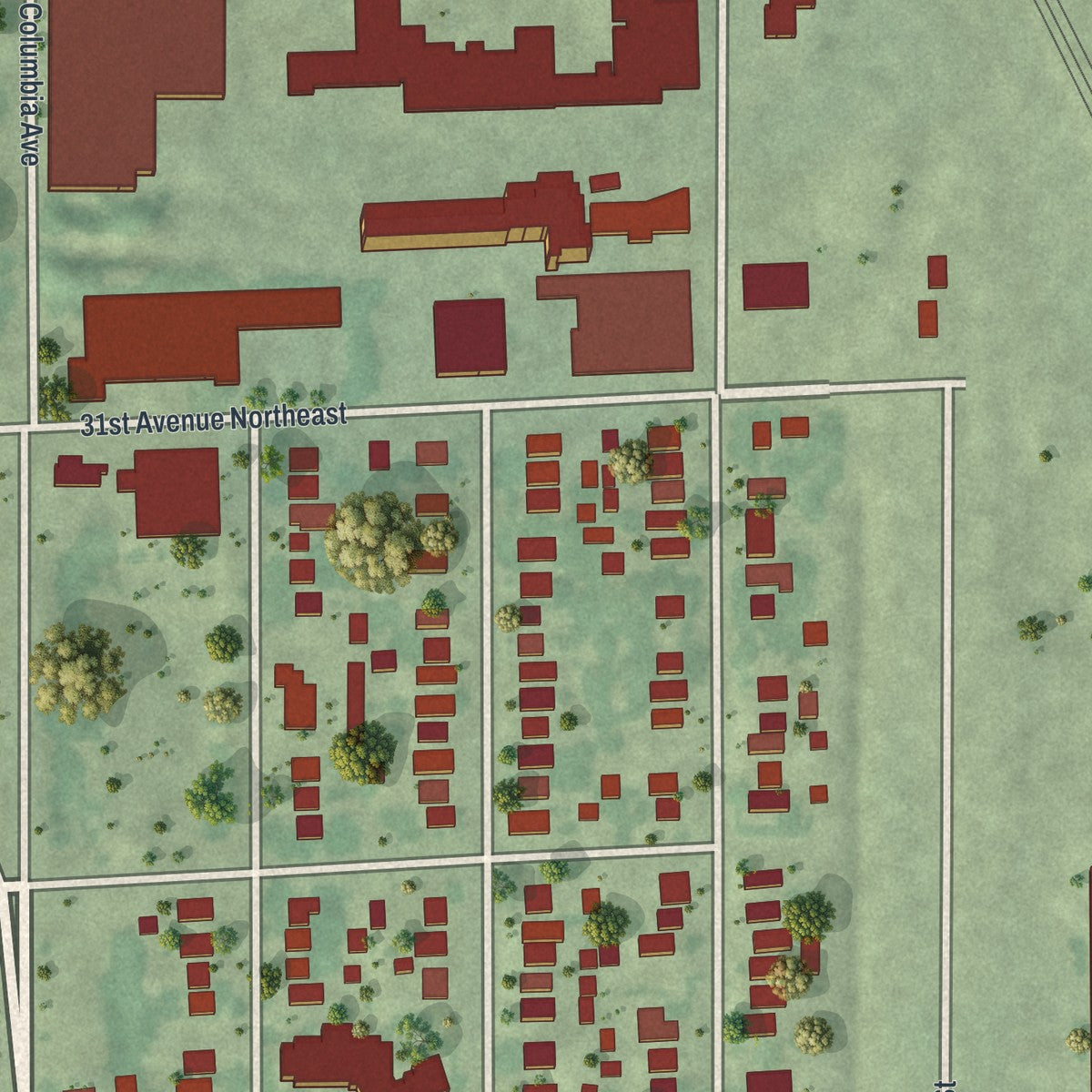 Second close-up of the map of Marshall Terrace, Minnesota print showing more streets and buildings