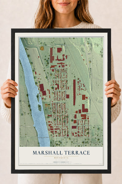 Map of Marshall Terrace, Minnesota, 18 x 24 inch print in a black wood frame