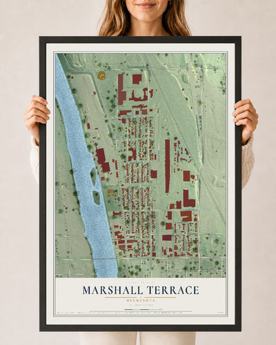 Map of Marshall Terrace, Minnesota, 24 x 36 inch print in a black wood frame