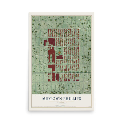 Map of Midtown Phillips, Minnesota, 12 x 18 inch unframed archival matte print