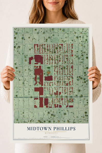 Map of Midtown Phillips, Minnesota, 18 x 24 inch unframed archival matte print