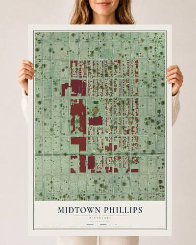 Map of Midtown Phillips, Minnesota, 24 x 36 inch unframed archival matte print