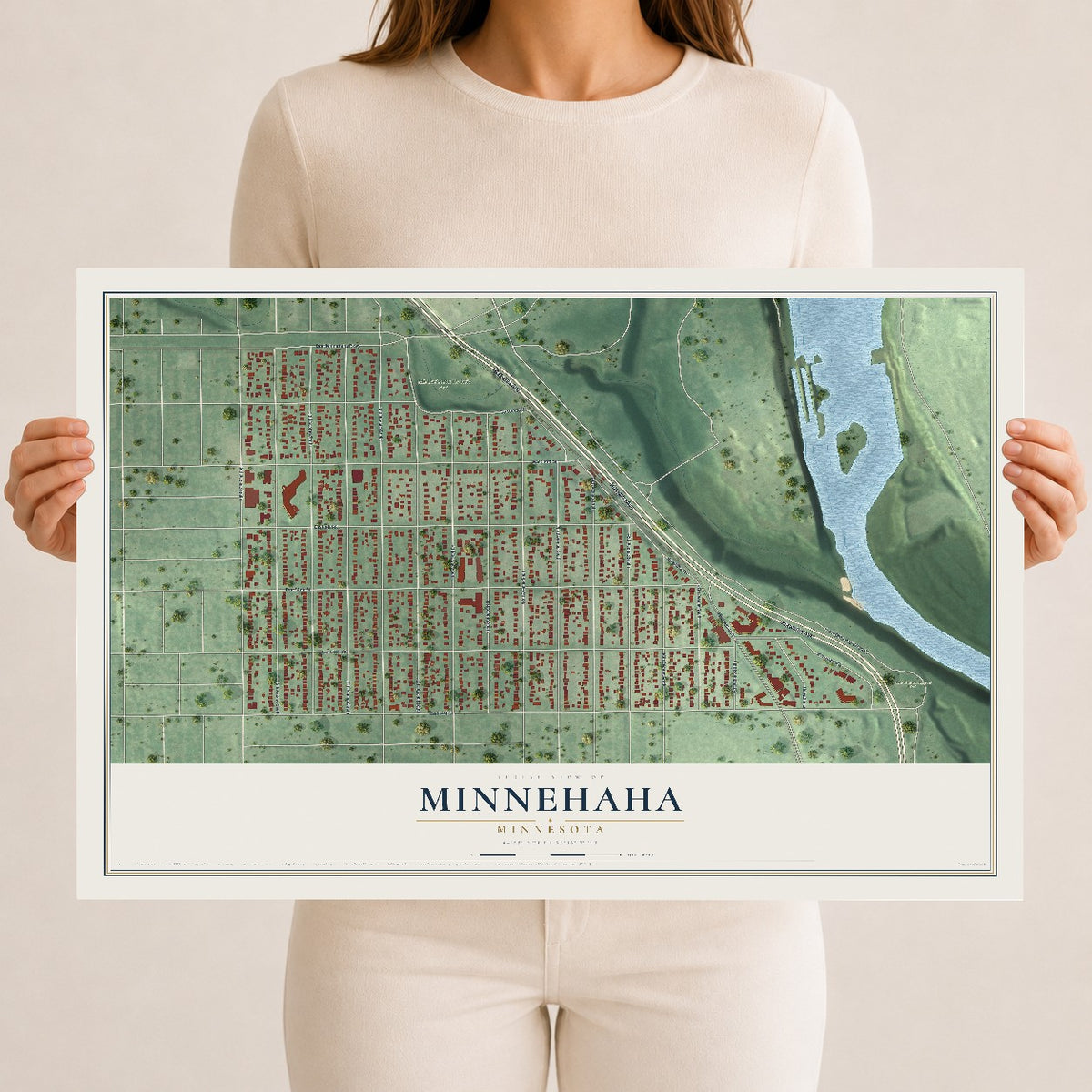 Map of Minnehaha, Minnesota, 12 x 18 inch unframed archival matte print
